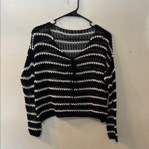 Handmade Black and White Striped Sweater